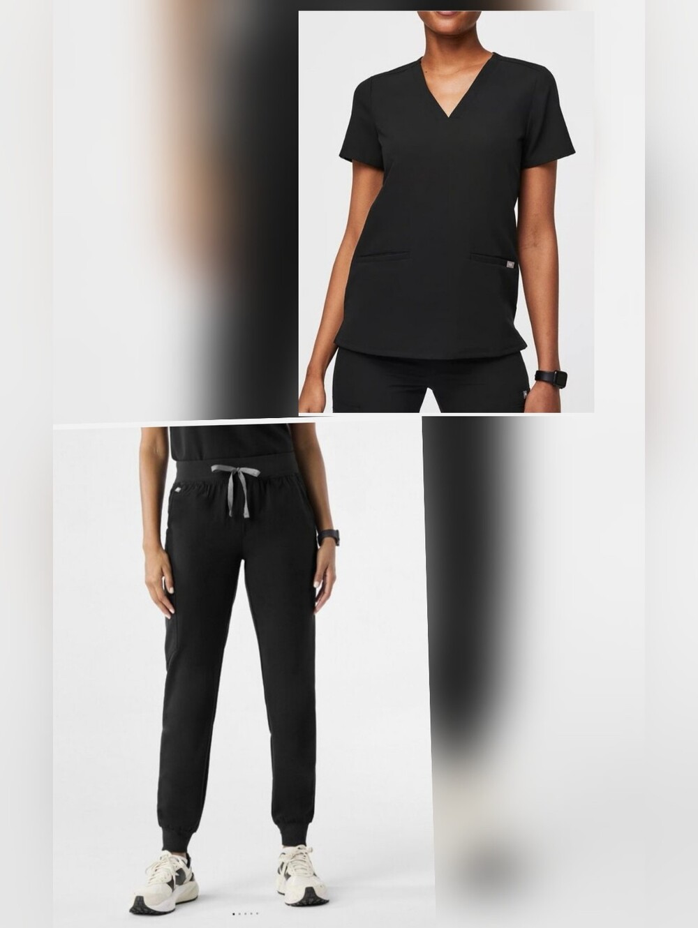 Figs Set of Black Zamora Joggers XS/T & Casma Scrub Top XS